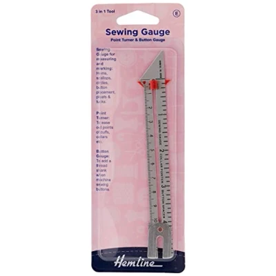 Image of Hemline H258 Sewing Gauge Tool Includes Button &amp; Point Turner by