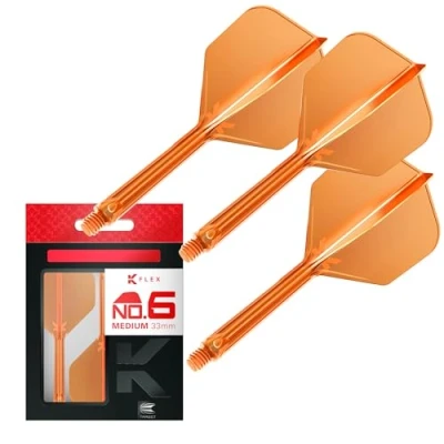 Image of TARGET Darts K Flex Integrated Dart Flight And Shaft, No.6 Orange (Medium) Pack Of 3 No 6, Kflex Precision Moulded 2 In 1 Flights Stem Professional Accessories
