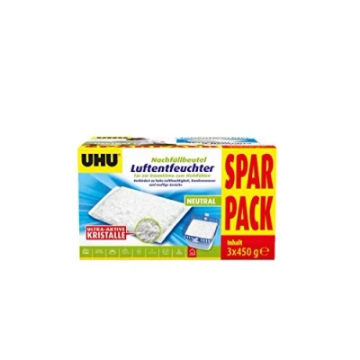 Image of UHU Dehumidifier Refill Bags, Prevents Moisture and Musty Odours, 3 x 450 g Economy Pack