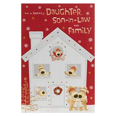 Image of Boofle Christmas Card for Daughter &amp; Son In Law Cute Design