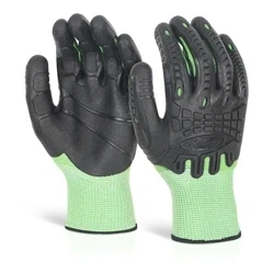 Image of Beeswift Glovezilla Cut Resistant Fully Coated Impact Glove/Tear Resistance Safety Gloves Personal Protective Equipment Work PPE Workwear Green/Black Small 1 Pair