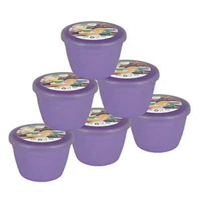 Image of Just Pudding Basins Pastel Colours 1/4 Pint Small Basin and Clear Lid 0.25pt Pack of 6 Plastic Steaming Bowls (Lilac)