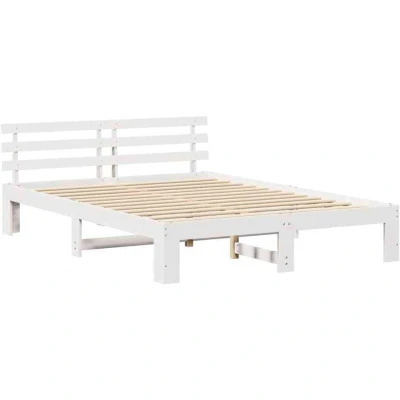 Image of vidaXL White Wood Bed Frame 150 x 200 cm Durable