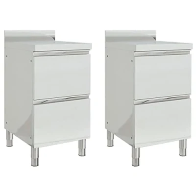 Image of vidaXL 2x Commercial Kitchen Cabinets with 2 Drawers Home Hotel Equipment Storage Drawer Cabinet Working Table Restaurant Cupboard Stainless Steel