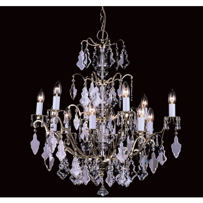 Image of Louvre Polished Brass Crystal 12 Arm Chandelier