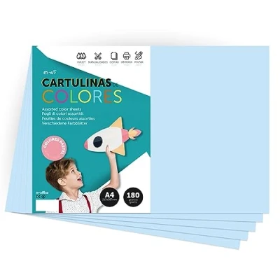Image of A4 Pastel Coloured Card 180g for Crafts, Printing Your Documents and Creative Designs Colours m office (x250, Light Blue)