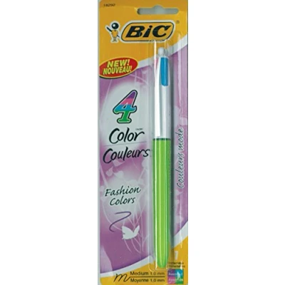 Image of Bic 4 Colour Fashion Pen Purple, Pink, Turquoise, Lime Green
