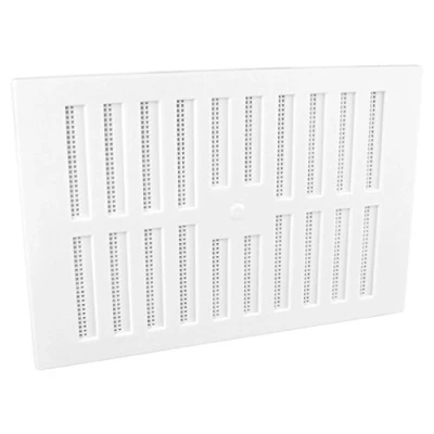 Image of 9&quot; x 6&quot; White Plastic Adjustable Air Vent Grille with Flyscreen Cover