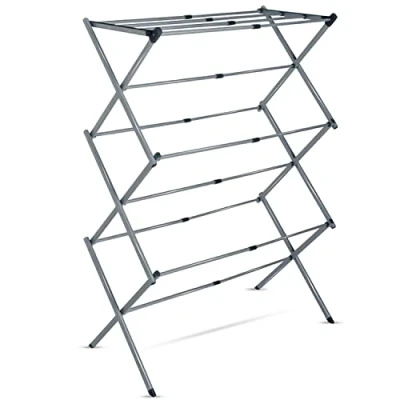 Image of Crystals 3 Tier Clothes Airer Washing Indoor Foldable Folding Laundry Space Saving Drying Rack Extendable