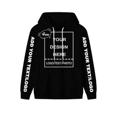 Image of PRFELMG Custom Hoodies For Men Women Unisex, Add Your Text Picture Logo Name Photo Image Design Own Personalised Sweatshirts, Sweatshirt Hoodie Couple Black