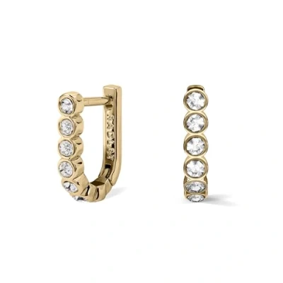 Image of Radley Womens 18ct Gold Plated Stone Set Half Hoop Huggie Earrings