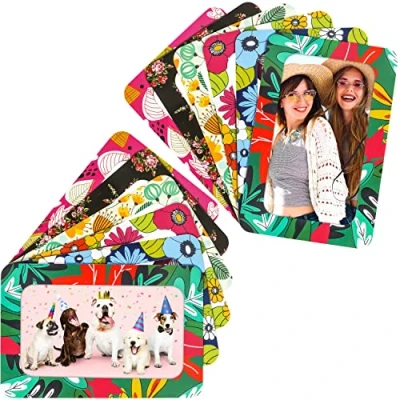 Image of BELLE VOUS 12 Pack of Assorted Magnetic Refrigerator Photo Sleeve Picture Frames for Photos Measuring 4 x 6 inches / 10 15cm Collage Fridge &amp; Metal Surfaces