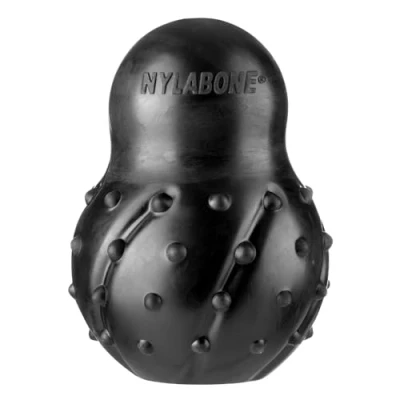 Image of Nylabone Max Strength Rubber Cone Dental Dog Chew Toy, Beef Flavour, Stuff with Treats, Medium, for dogs up to 16kg,Black