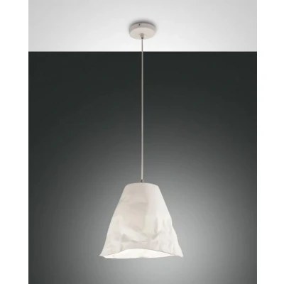 Image of Crumple Dome Pendant Ceiling Lights White Glass, E27
