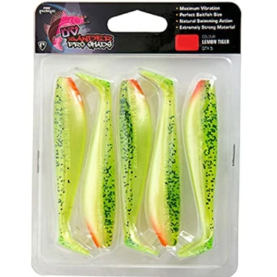 Image of Fox Rage Zander Pro Shad Lemon Tiger Ultra UV Packs 12cm 5pcs