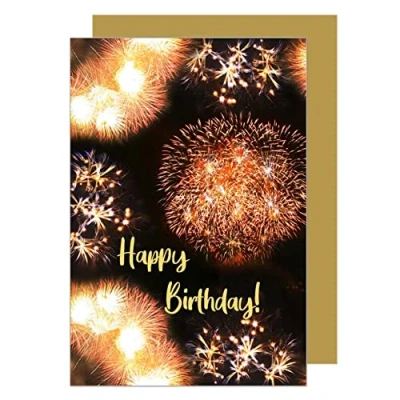 Image of Edition Seidel Premium Birthday Card with Gold Embossing and Envelope Greeting Billet Happy Man Woman Fireworks Trend (G3102 SW023)