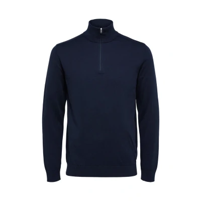 Image of Selected Homme Slhberg HALF ZIP Jumper, Men&#039;s, Size: XL, Navy blazer