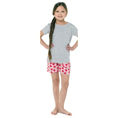 Image of undercover lingerie Girls Strawberry Short Pyjamas LN014 Grey/Pink 11 12 Years