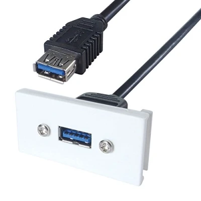 Image of kenable Faceplate Module USB 3.0 SuperSpeed Panel Mount Stub 15cm [USB Type A Socket]