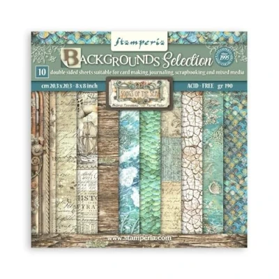 Image of Stamperia, Songs of The Sea Backgrounds 8 x Inch Paper Pack