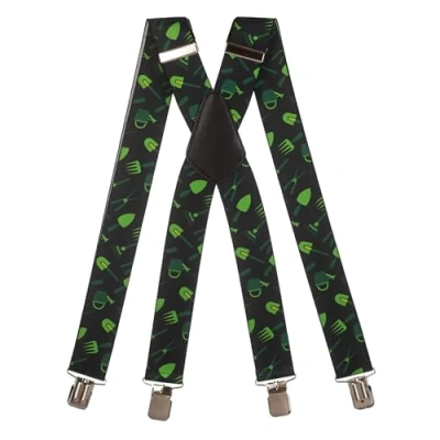 Image of Olata Men&#039;s Heavy Duty Printed X Shape Braces/Suspenders, 4cm Gardening B