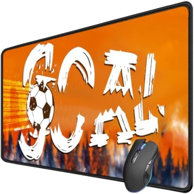Image of Large Gaming Mouse Pad,Extended Mousepad with Non Slip Rubber Base for Laptop Computer Desktop Keyboard,Stitched Edges Football Orange Mat