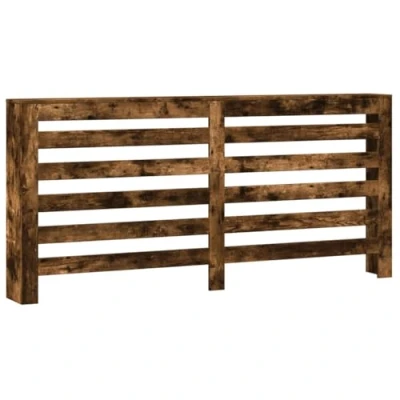 Image of vidaXL Radiator Cover Heater Shelf Smoked Oak Engineered Wood, 175x20x82 cm, Modern Slatted Design, Living Room Display