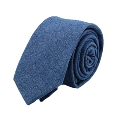Image of Hello Tie Unisex Denim Skinny Necktie Cotton Narrow Tie, Light Blue, One size