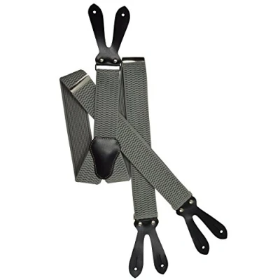 Image of Olata Y Shape Button Down Extra Wide Formal Dress Suspenders/Braces 4cm. Grey
