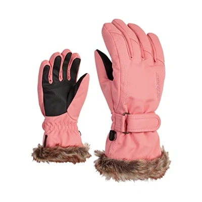 Image of Ziener Girls LIM Ski Gloves/Winter Sports Warm, Breathable, Pink Vanilla stru, 4.5