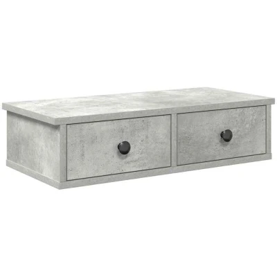 Image of vidaXL wall shelf with drawers concrete grey 60x25x15 cm floating storage for living room/bedroom/study