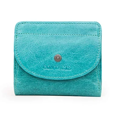 Image of Contacts Real Leather Casual Business Mini Coin Purse for Women/Mens Pocket Bifold Wallet Card Holder Small Clutch (Sky Blue)