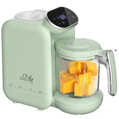 Image of Baby Food Maker, 5 in 1 Processor, Smart Control Multifunctional Steamer Grinder with Steam Pot, Auto Cooking &amp; Grinding, Warmer Mills Machine Yellow