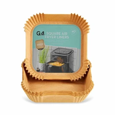 Image of G4GADGET Air Fryer Liners Square 20 x 20cm, 40 Pack Disposable, Non Stick, Greaseproof, Parchment Paper