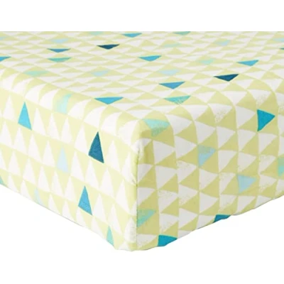 Image of Bedlam Green Geometric Bed Sheet Single Fitted (190 x 90 25cm) Triangle for Kids with Shapes Matching Duvet Cover Available