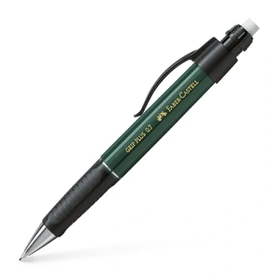 Image of Faber Castell Miscellaneous Grip Plus Mechanical Pencil, Green Metallic, 0.7mm, For Art, Craft, Drawing, Sketching, Home, School, University, Colouring