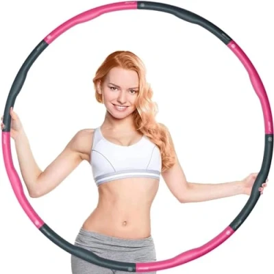 Image of GadgetZone weighted hula hoop Durable 8 Piece Foam Padded 1.2kg for adults Fitness Exercise equipment Portable, Compact and Light Weight Personal Gym Workout 100cm Wide