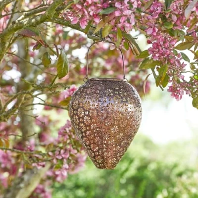 Image of Smart Solar LED Zahra Hanging Lantern Bronze