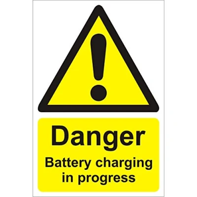 Image of Seco Danger Battery Charging in Progress Sign, 400mm x 600mm 1mm Semi Rigid Plastic