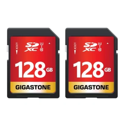 Image of GIGASTONE 128GB 2 Pack SD Card UHS I U1 Class 10 SDXC Memory High Speed Full HD Video Canon Nikon Sony Panasonic Digital Camera, Size