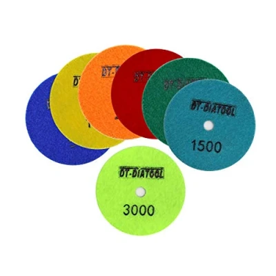 Image of DT DIATOOL Dry Diamond Polishing Pads 4 Inch/100mm 7PC Mixed Grits for Granite Marble Ceramic