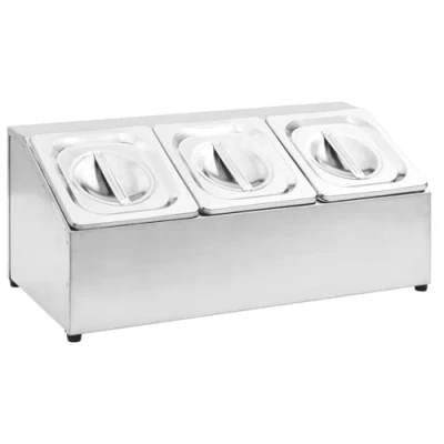 Image of vidaXL Stainless Steel Gastronorm Container Holder with 3 GN 1/6 Pans Stable, Easy to Clean, for Restaurants, Home Use, Parties