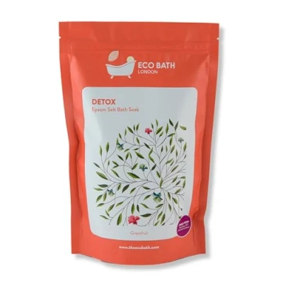 Image of Eco Bath London Detox Epsom Salt Soak Pouch 500g, Magnesium Infused with Grapefruit Essential Oil, Salts for and Skin Care