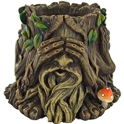 Image of Fiesta Studios Tree Ent Pot Hear No See Speak Home Decor Garden Ornament Plant Holder Fantasy Figure Flowers Novelty Gift H14cm