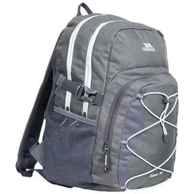 Image of Trespass Albus Backpack Perfect Rucksack for School, Hiking, Camping or Work, Dark Khaki Green With Pale Zips, 30 Litre