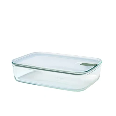 Image of Mepal Glass food container EasyClip containers with lids Click closure Suitable for the microwave, steamer, oven, refrigerator &amp; freezer Airtight leakproof 2250 ml Nordic