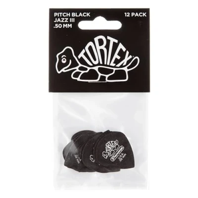 Image of Jim Dunlop 482P.50 Tortex Jazz Player Pack Pitch Black (Pack of 12)