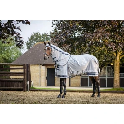 Image of LeMieux Kudos Shower Pro Waterproof Fly Rug Breathable Ripstop Fabric AntiStatic Full Neck Grey 6ft3ins