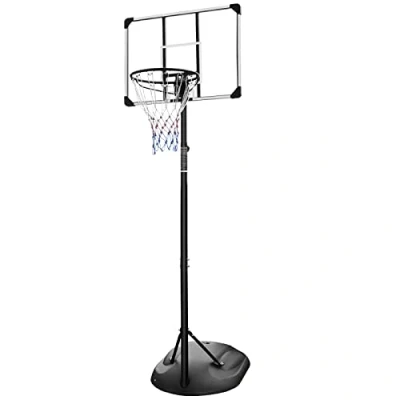 Image of FUNJEPE Portable Basketball Hoop System Stand Height Adjustable 7.5ft 9.2ft with 32 Inch Transparent Backboard and Wheels for Youth Adults Indoor Outdoor,230cm 280cm