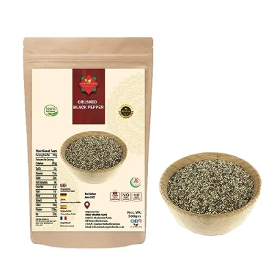 Image of Crushed Black Pepper 500G Coarse Warm, Spicy, Aromatic Taste Premium Quality Non GMO Natural Vegan No additives